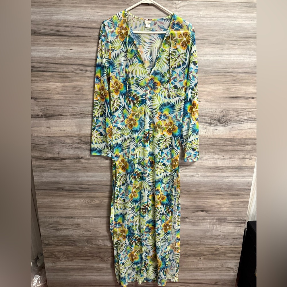 Soraya sheer floral maxi dress swim coverup
